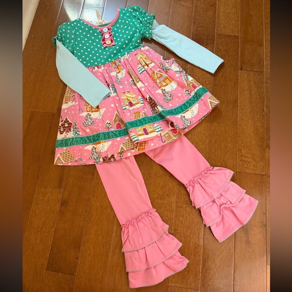Matilda Jane Gingerbread Village Dress/Tunic and Ruffle Leggings